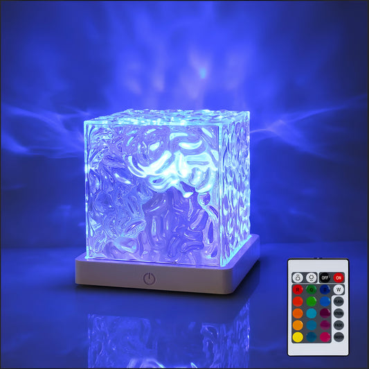 Water Ripples Projector Lamp – Ocean Wave Nightlight with 16 Colors and Rotating Flame Effect Night Lights Lunarity Garage 16 Color USB Plug