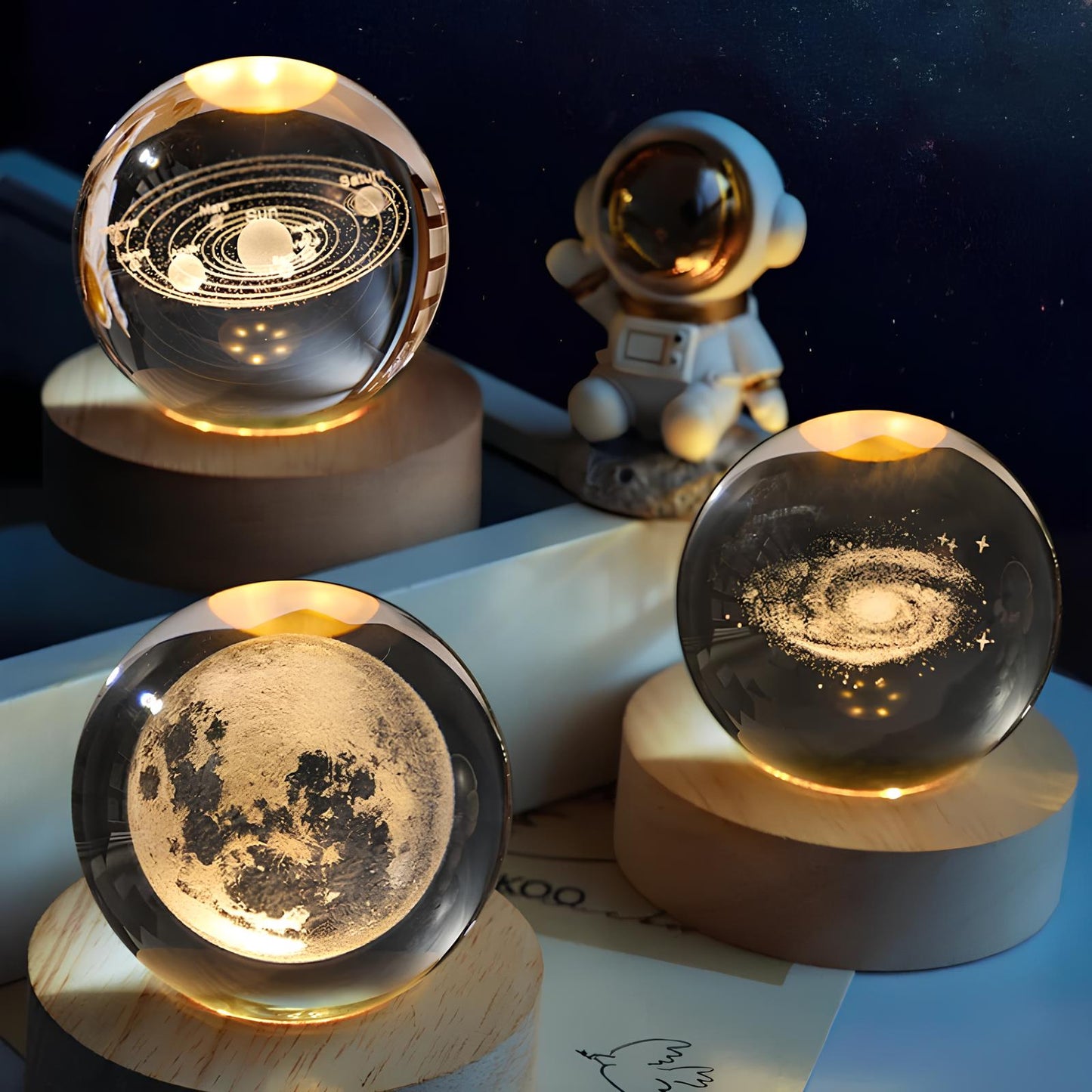 3D Crystal Galaxy Glass Globe – Moon Crystal Ball Home Decor Night Light Night Lights Lunarity Garage