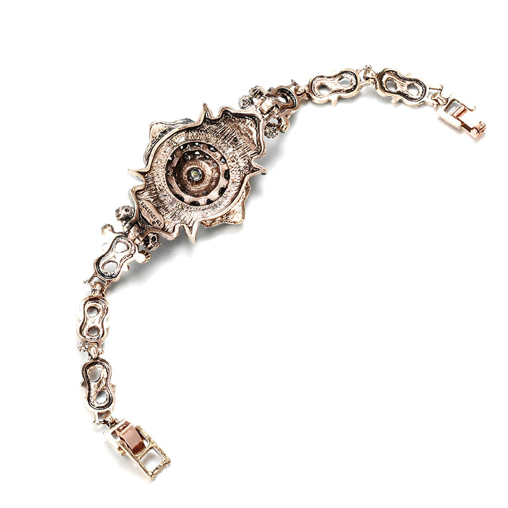 Antique Gold Color Gray Crystal Boho Link Bracelet – Vintage Ethnic Jewelry Bracelets Lunarity Garage
