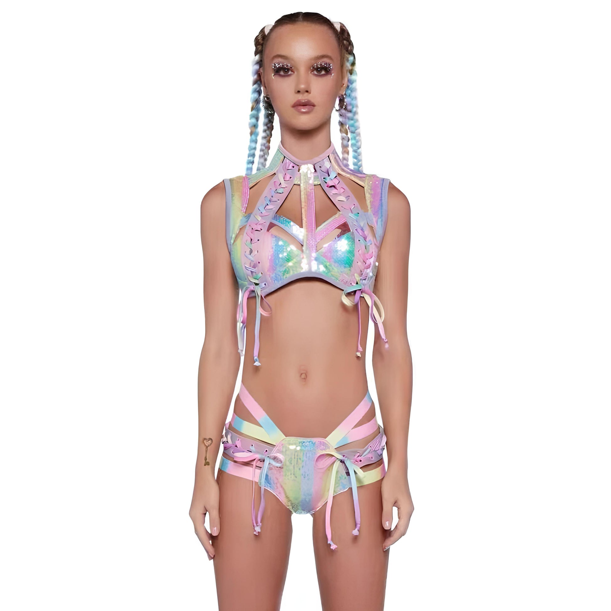 Colorful Laser Bikini Set - Sexy Rave & Pole Dance Outfit Bikini Set Lunarity Garage Colorful 2 XXS