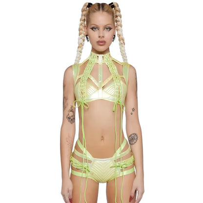 Colorful Laser Bikini Set - Sexy Rave & Pole Dance Outfit Bikini Set Lunarity Garage Green XXS