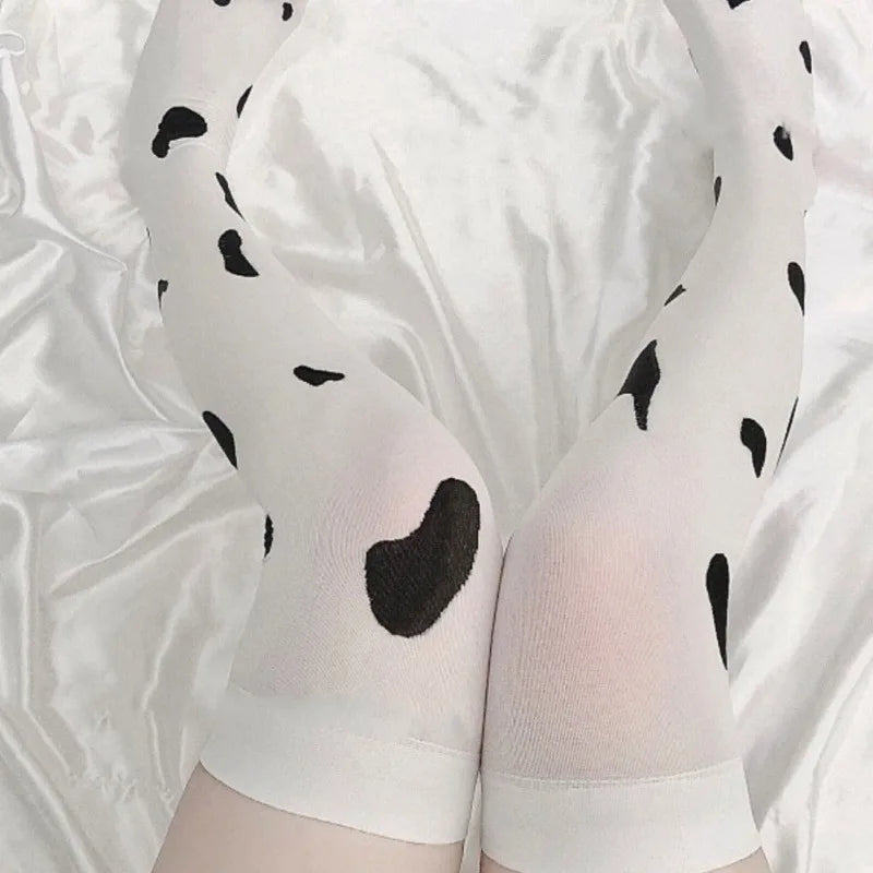 Women’s Sexy Cow Print Thigh-High Stockings – Kawaii & Cosplay-Ready Stockings Lunarity Garage