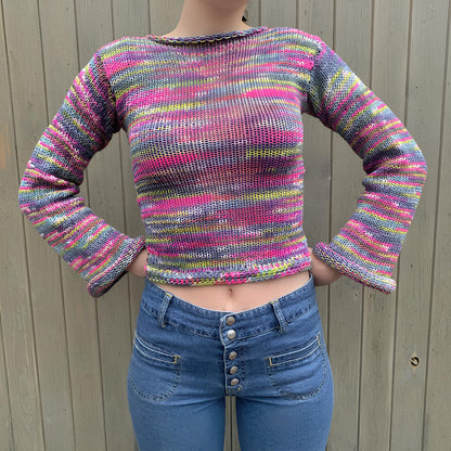 90s Streetwear Color Block Crochet Knit Crop Top – Bold & Trendy crop top Lunarity Garage