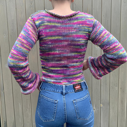 90s Streetwear Color Block Crochet Knit Crop Top – Bold & Trendy crop top Lunarity Garage