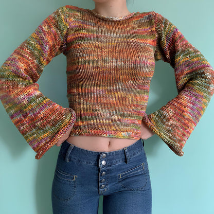 90s Streetwear Color Block Crochet Knit Crop Top – Bold & Trendy crop top Lunarity Garage