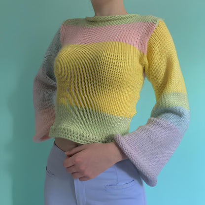 90s Streetwear Color Block Crochet Knit Crop Top – Bold & Trendy crop top Lunarity Garage 6 S