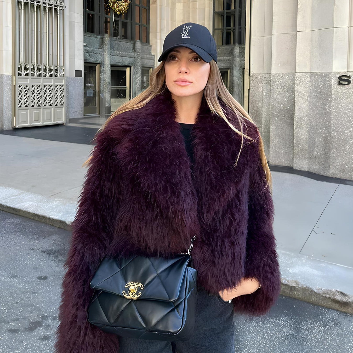 Faux Fur Winter Jacket Premium Burgundy