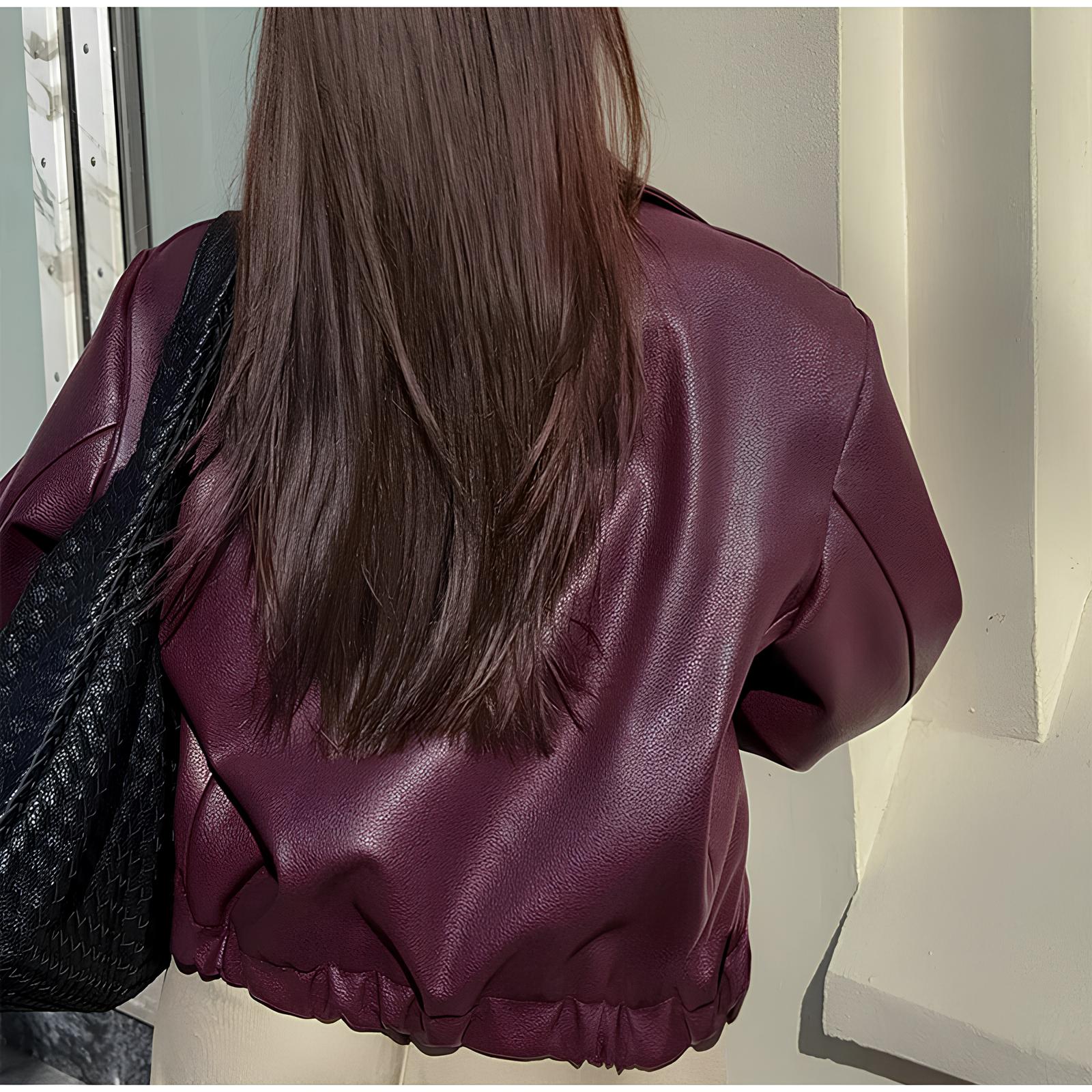 Elegant Burgundy Faux Leather Jacket – A Chic Streetwear Essential Jackets Lunarity Garage