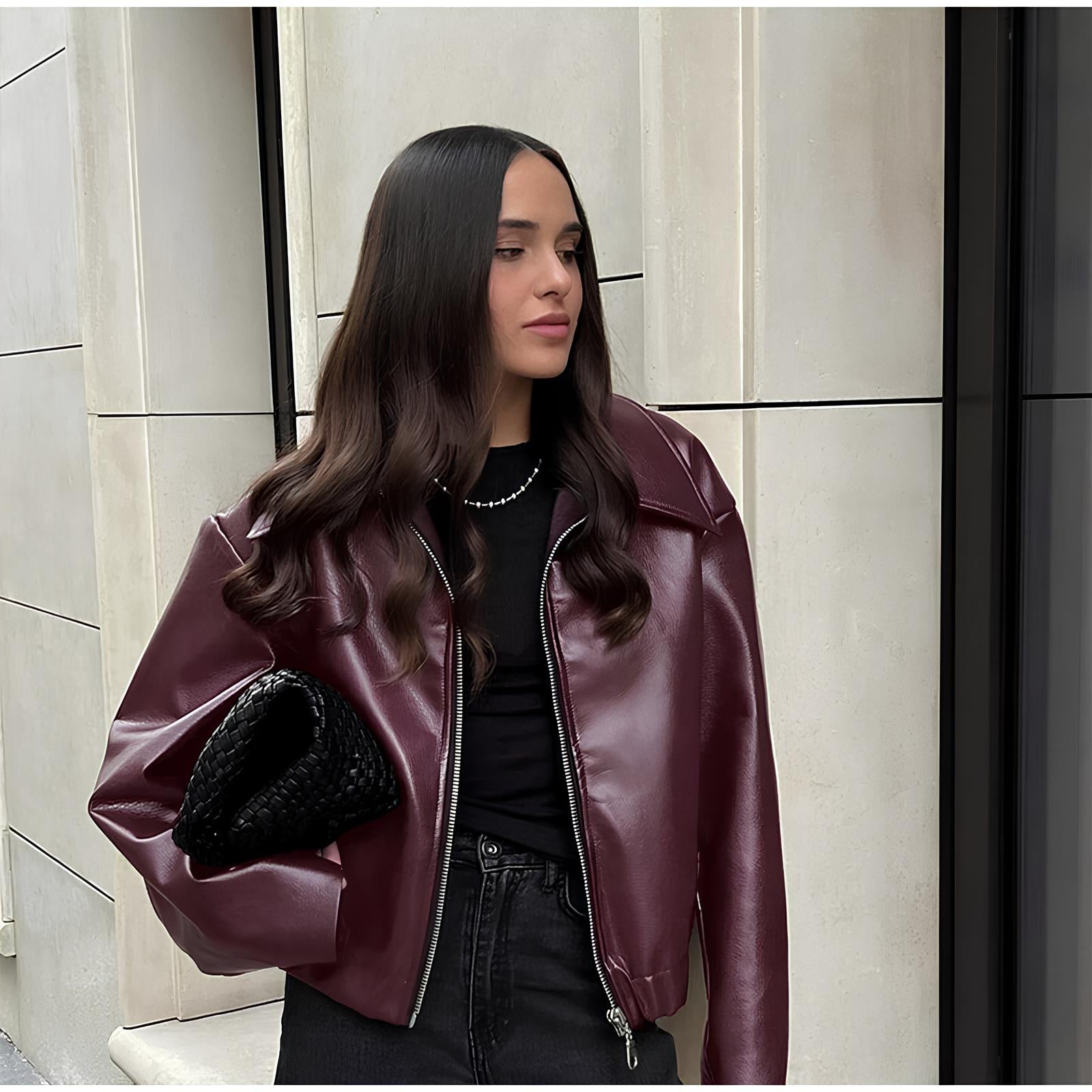 Elegant Burgundy Faux Leather Jacket – A Chic Streetwear Essential Jackets Lunarity Garage