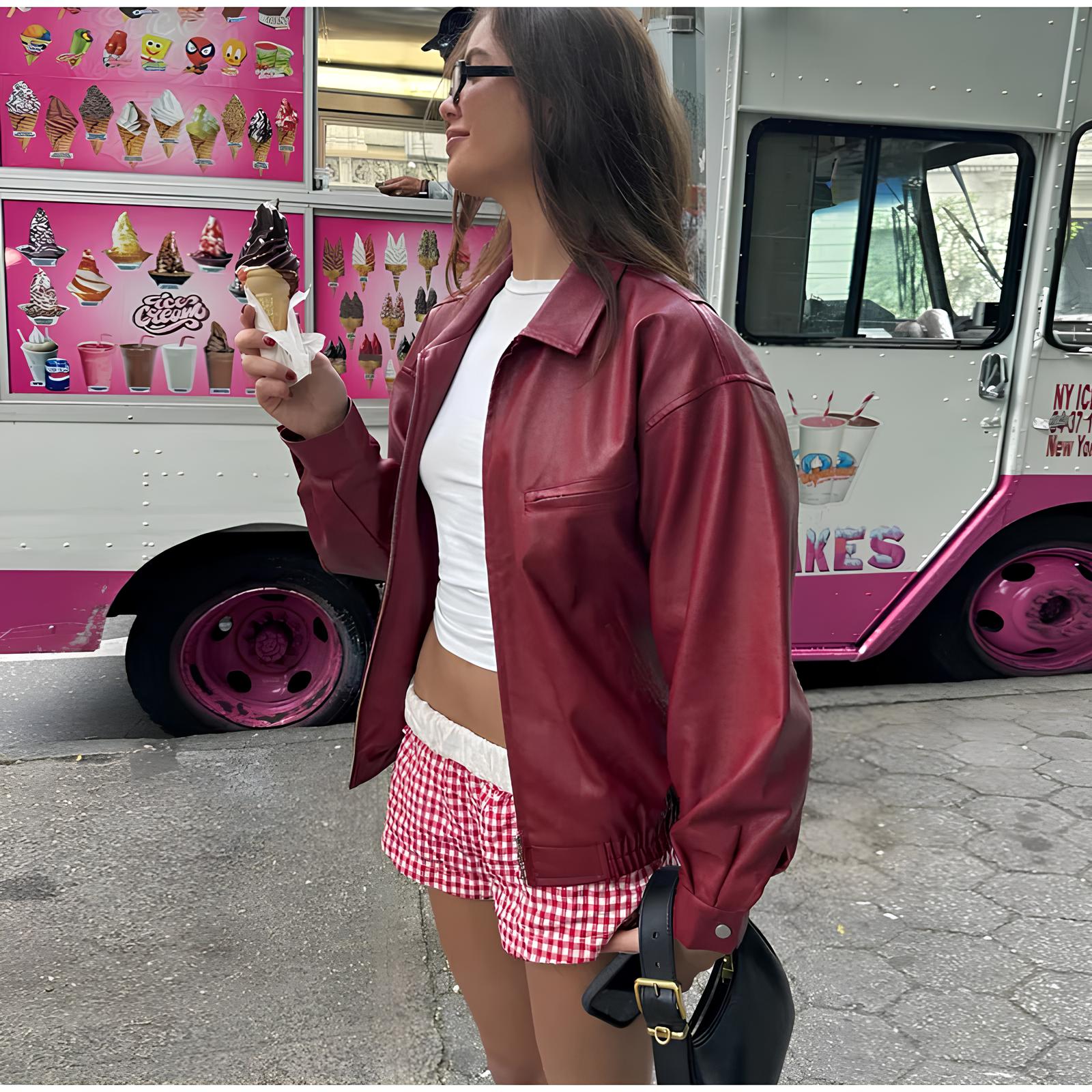 Elegant Burgundy Faux Leather Jacket – A Chic Streetwear Essential Jackets Lunarity Garage Red Wine S