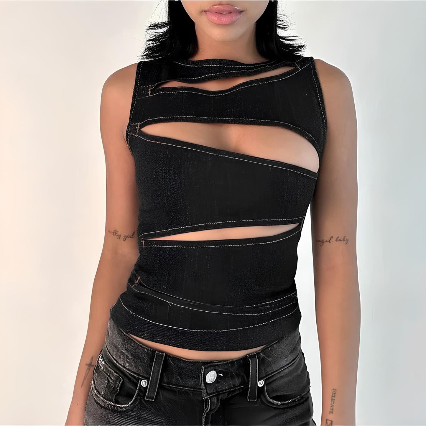 Summer Hollow-Out Slim Vest – Sleek & Sexy Streetwear Essential Vests Lunarity Garage Black S