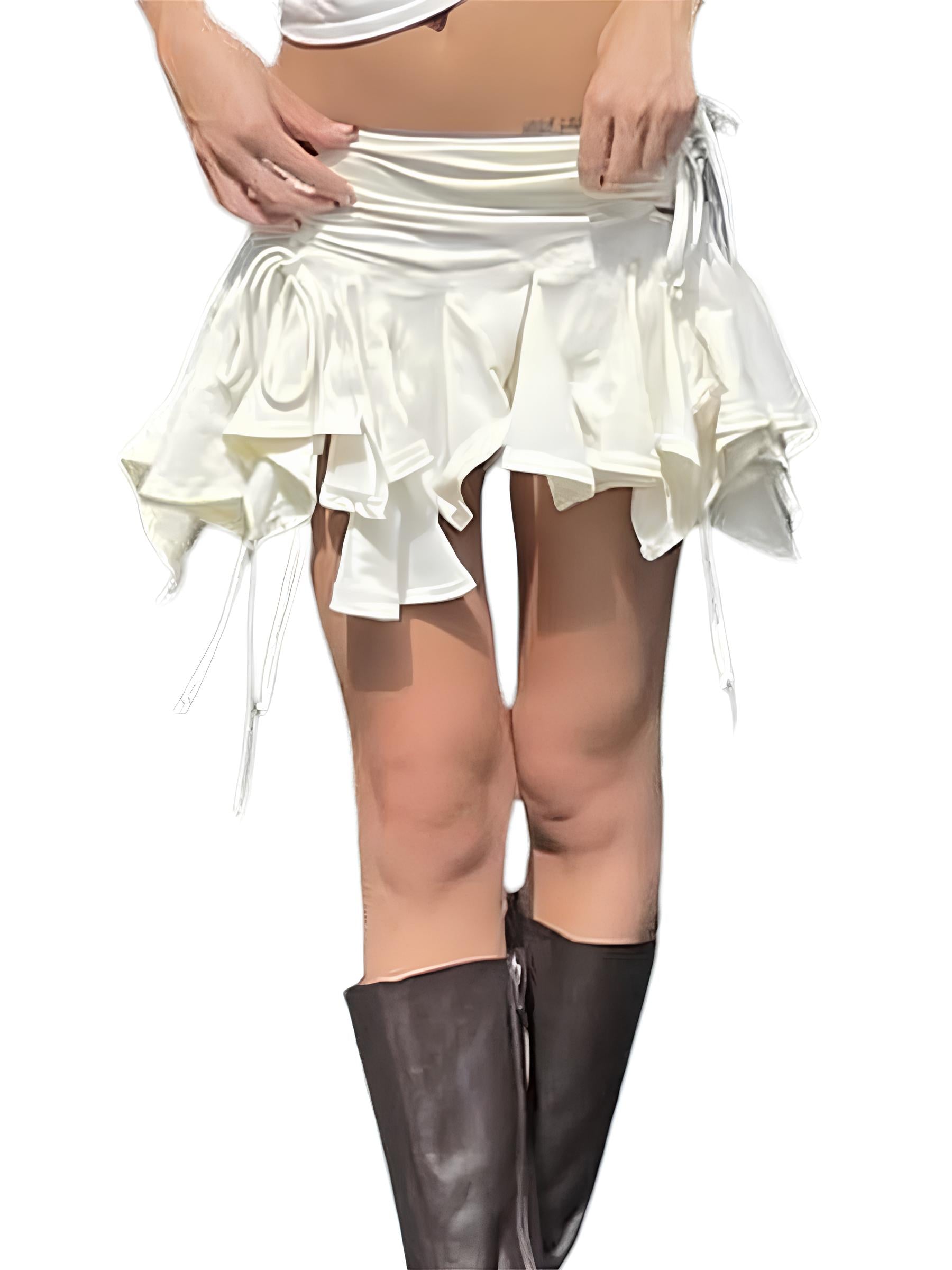 Low-Rise Asymmetrical Mini Skirt – Edgy & Trendy Summer Streetwear Skirts Lunarity Garage White S