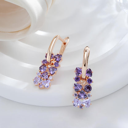 Hot Shiny Purple Natural Zircon Drop Earrings – Trendy 585 Rose Gold Wedding Jewelry Earrings Lunarity Garage