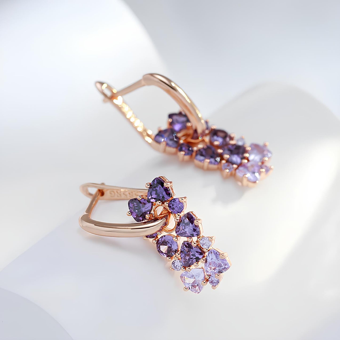 Hot Shiny Purple Natural Zircon Drop Earrings – Trendy 585 Rose Gold Wedding Jewelry Earrings Lunarity Garage