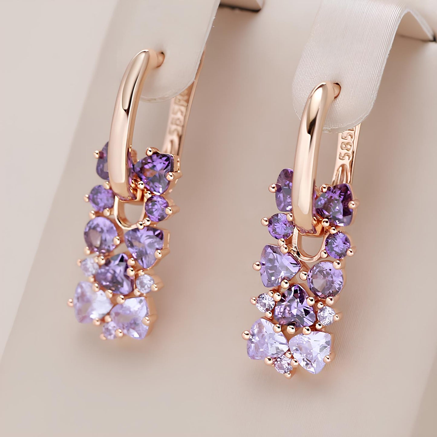 Hot Shiny Purple Natural Zircon Drop Earrings – Trendy 585 Rose Gold Wedding Jewelry Earrings Lunarity Garage