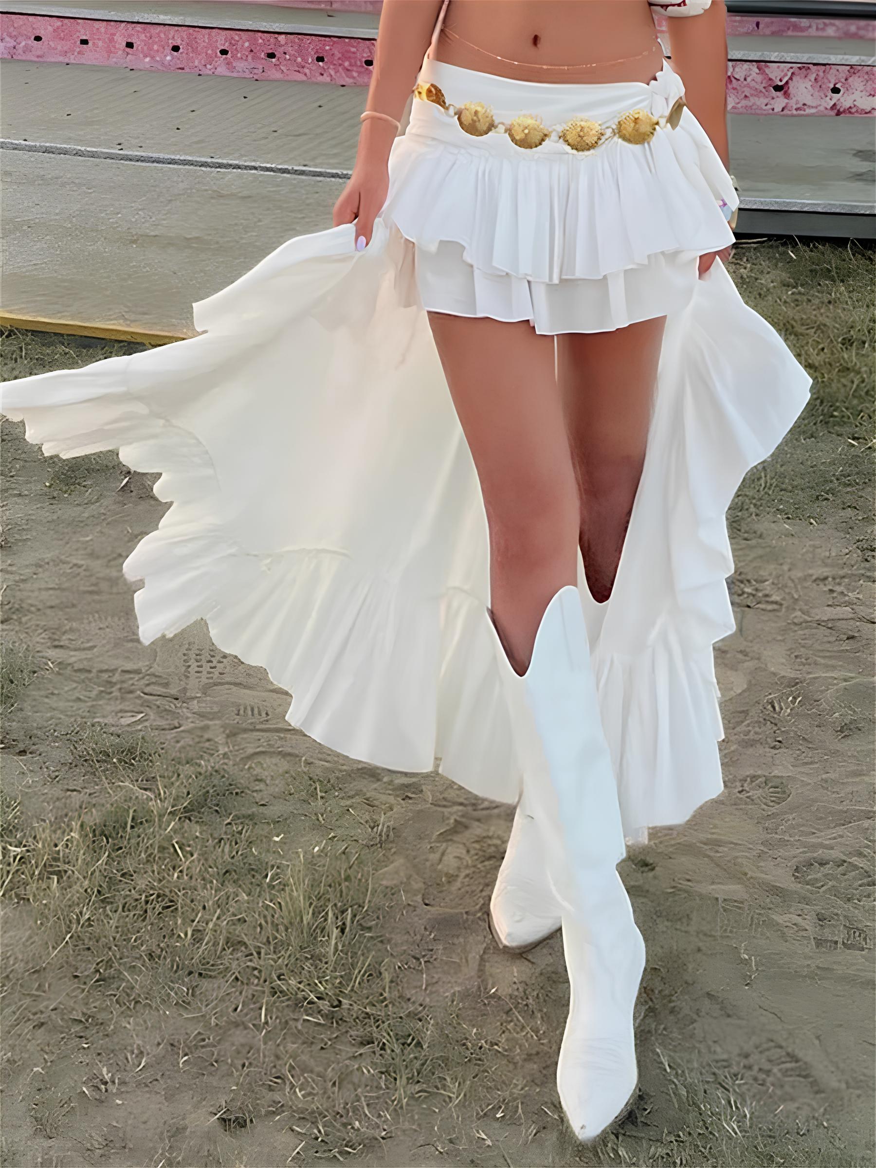 E-Girl 90s Aesthetic Asymmetrical Mini Skirt – Low Waist Ruffle Hem Streetwear Skirts LUNARITY GARAGE