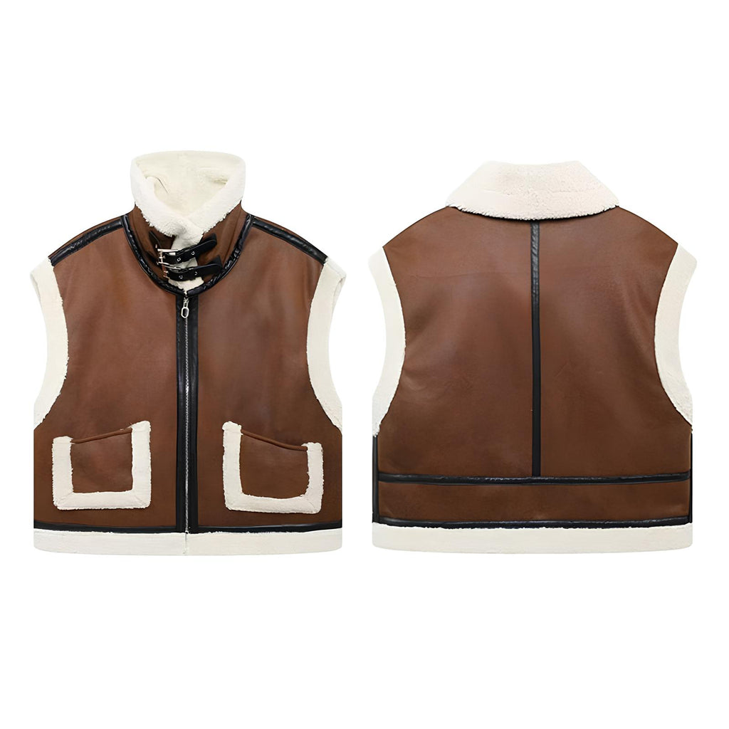 Retro Suede Women's Vest – Warm Plush-Lined Winter Jacket LUNARITY GARAGE