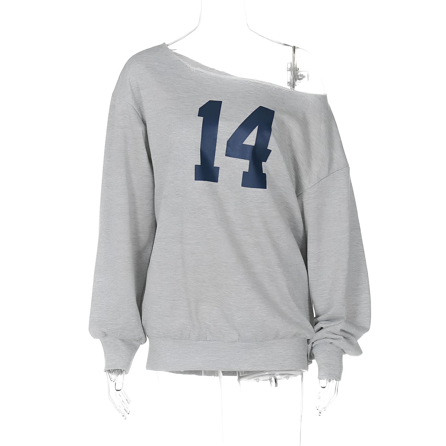 One-Shoulder Letter Print Sweatshirt – Casual & Trendy Streetwear LUNARITY GARAGE