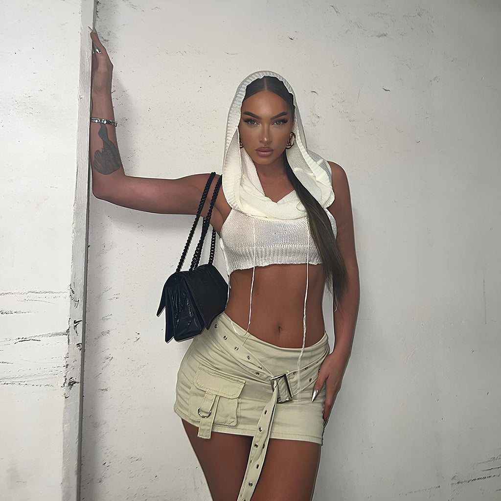 Y2K Knit Hooded Tank Top – Trendy & Edgy Summer Staple LUNARITY GARAGE