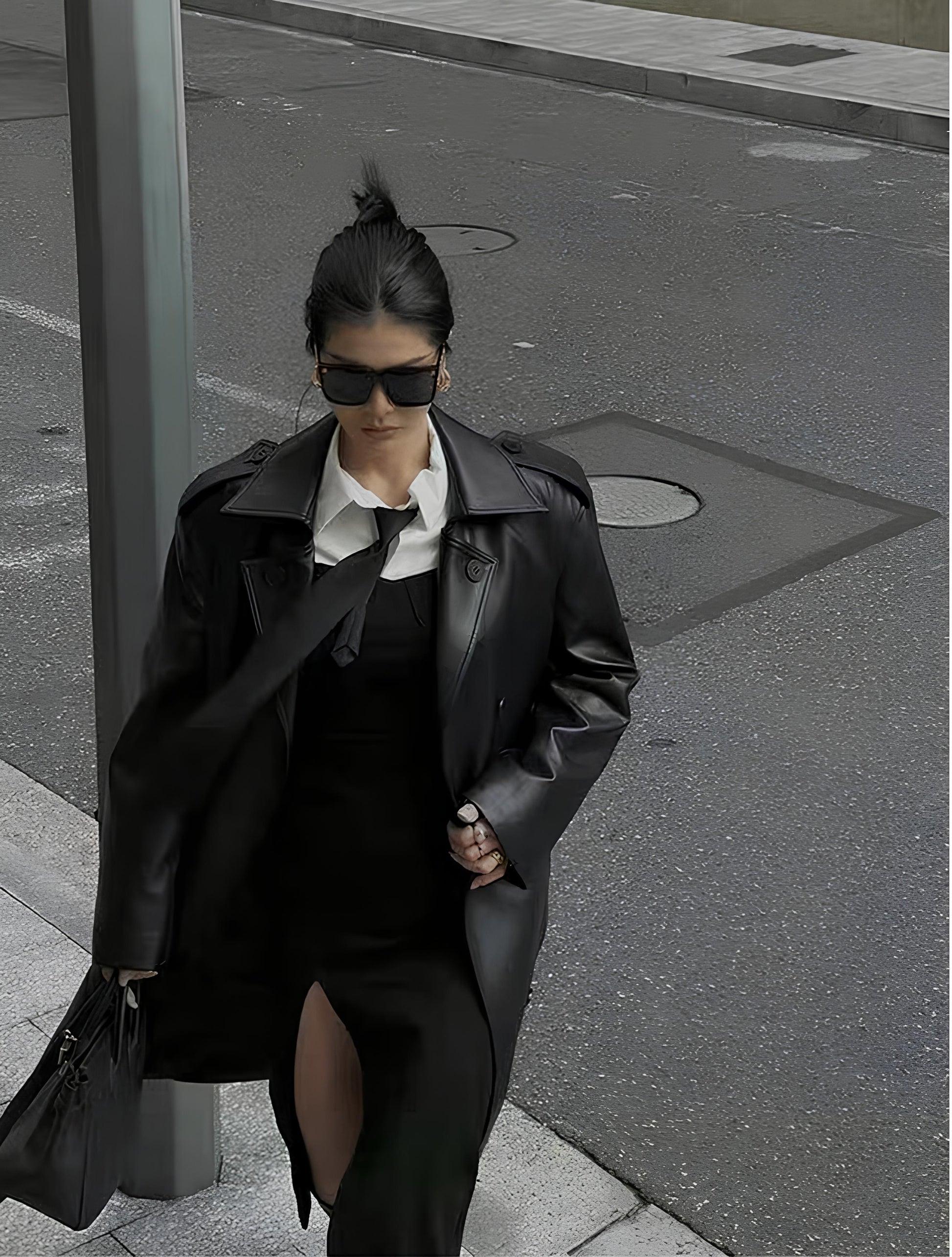 Women’s Faux Leather Long Coat – Sleek, Edgy & Timeless LUNARITY GARAGE Black S