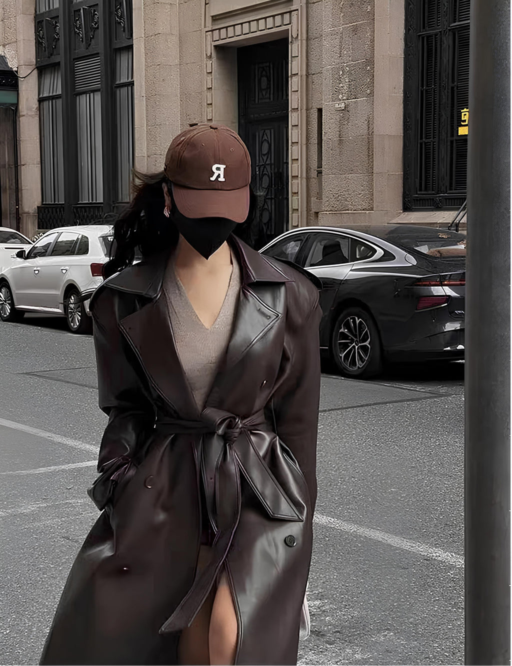Women’s Faux Leather Long Coat – Sleek, Edgy & Timeless LUNARITY GARAGE Brown S