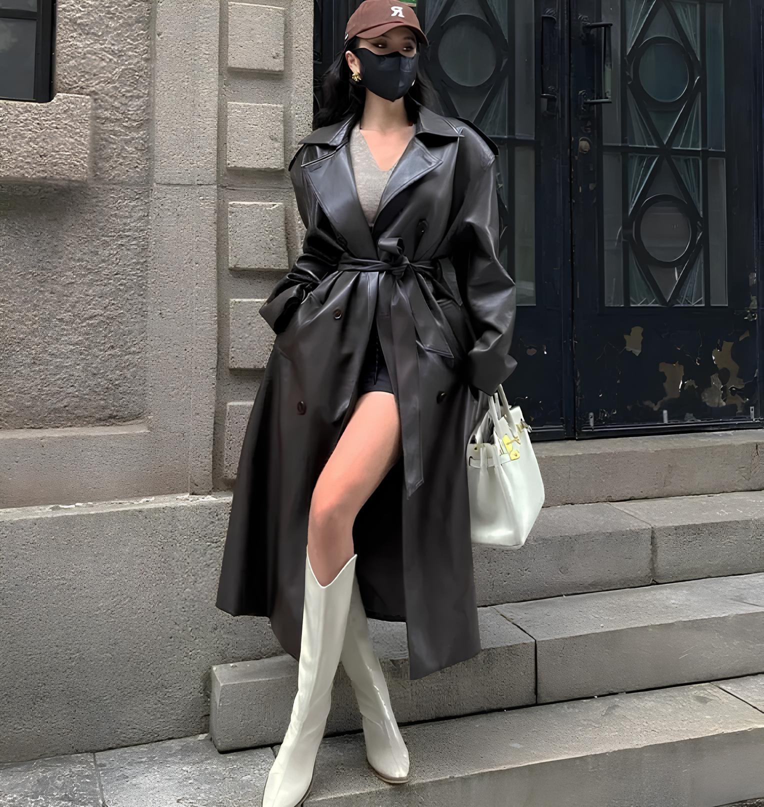 Women’s Faux Leather Long Coat – Sleek, Edgy & Timeless LUNARITY GARAGE