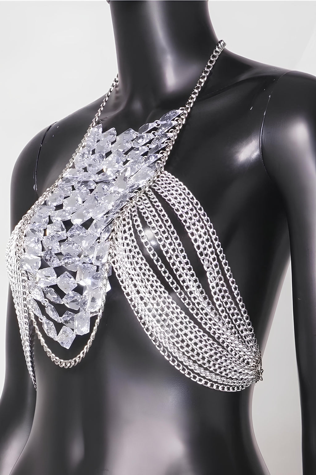 Dazzling Rhinestone Halter Corset Crop Top – The Ultimate Rave Statement LUNARITY GARAGE