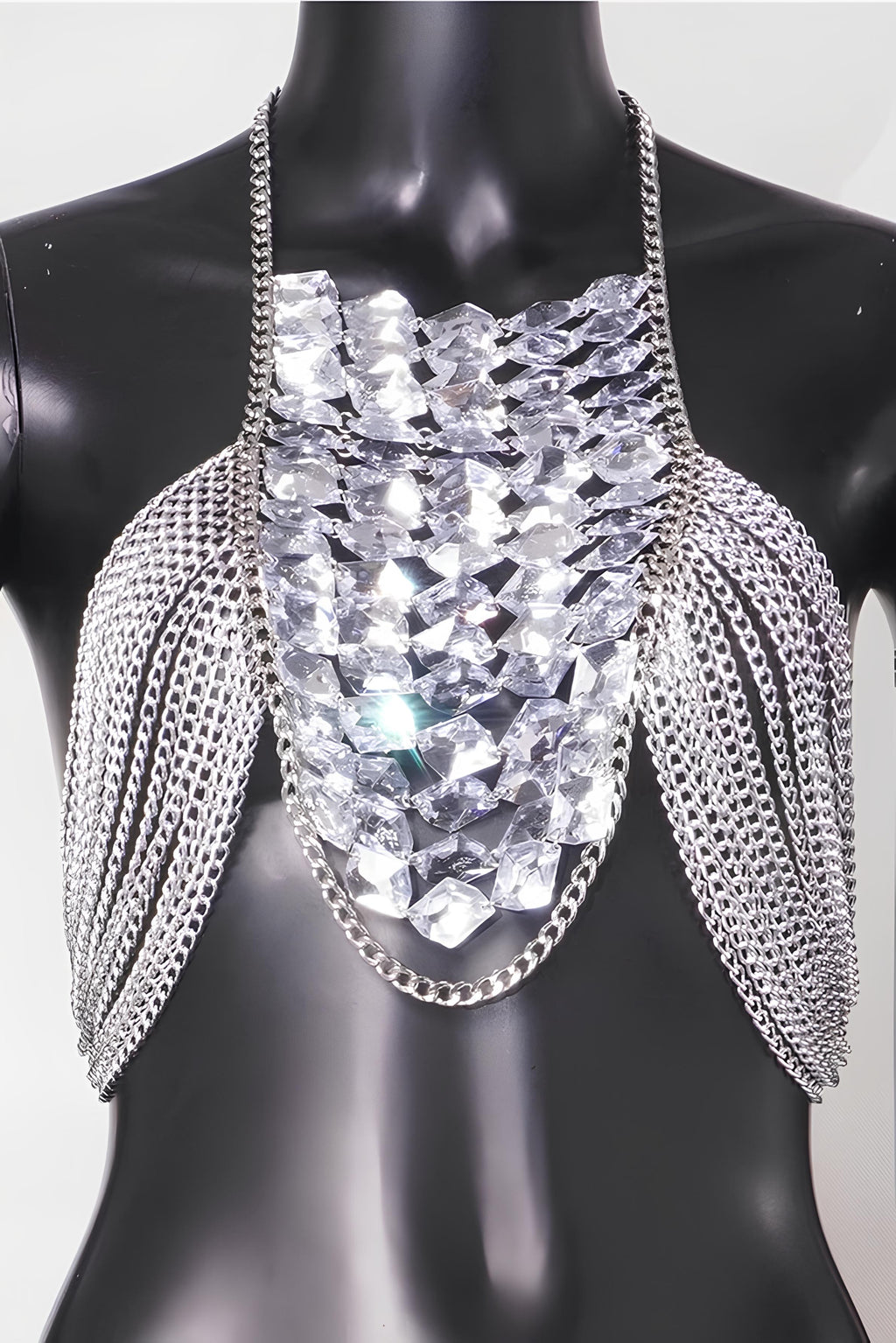 Dazzling Rhinestone Halter Corset Crop Top – The Ultimate Rave Statement LUNARITY GARAGE