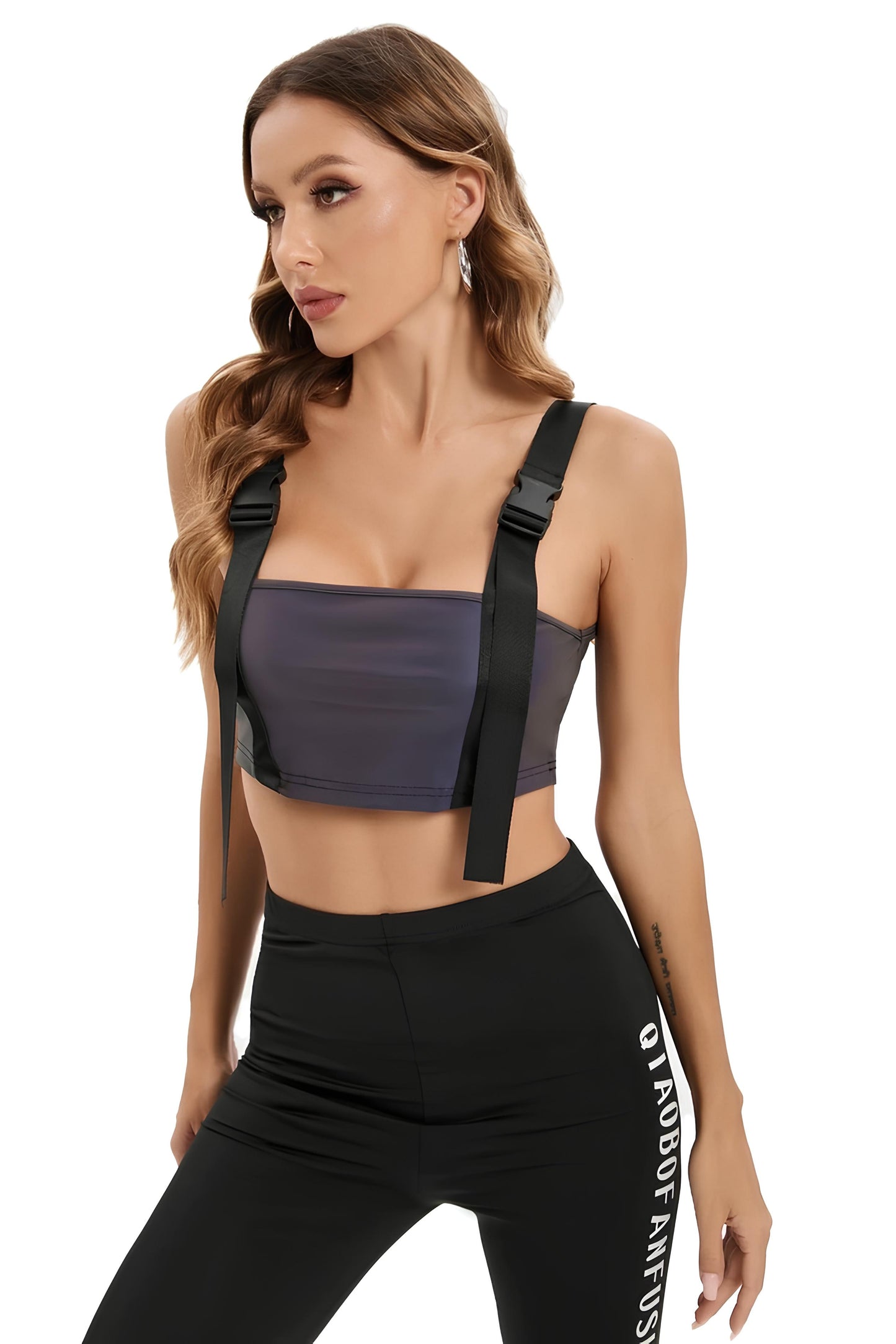 Reflective Metallic Festival Crop Top – Glow Under the Lights LUNARITY GARAGE