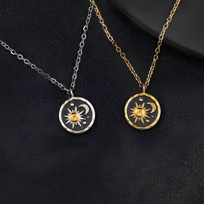 Vintage Boho Sun & Moon Pendant Necklace – Women’s Alloy Clavicle Chain Jewelry Necklace Lunarity Garage