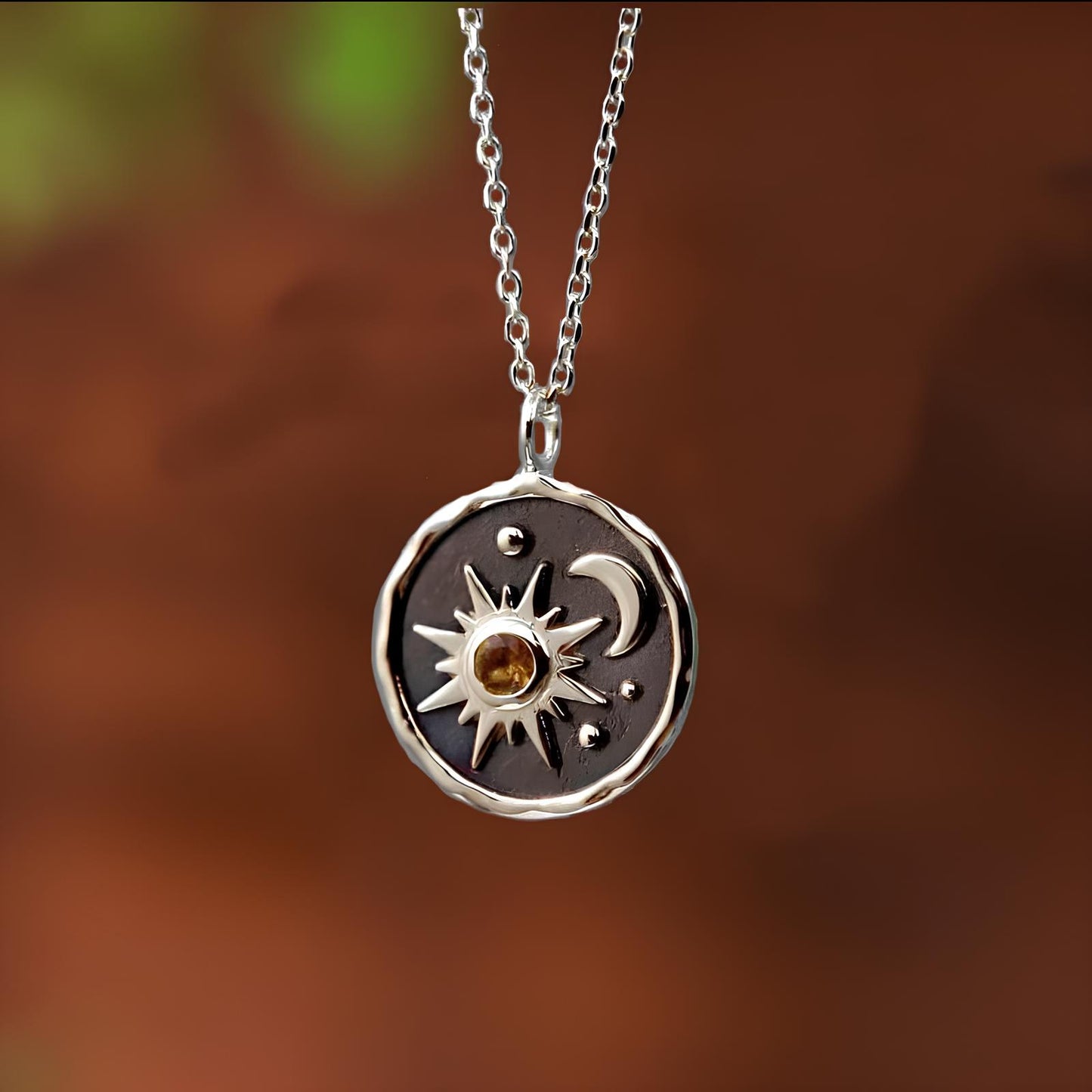 Vintage Boho Sun & Moon Pendant Necklace – Women’s Alloy Clavicle Chain Jewelry Necklace Lunarity Garage Silver