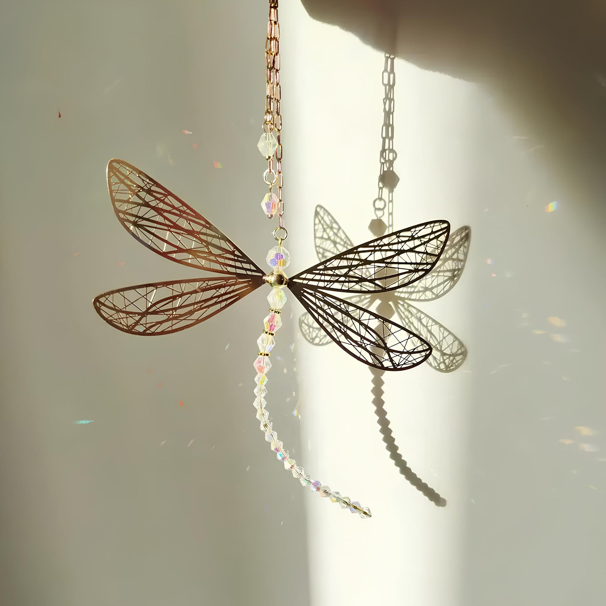 Metal Wing Dragonfly & Butterfly Crystal Suncatcher – Garden Wind Chimes & Home Window Car Decor Suncatcher Lunarity Garage B