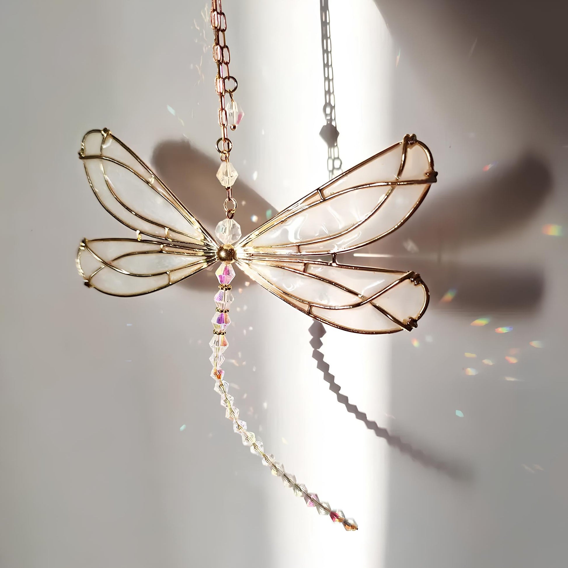 Metal Wing Dragonfly & Butterfly Crystal Suncatcher – Garden Wind Chimes & Home Window Car Decor Suncatcher Lunarity Garage A