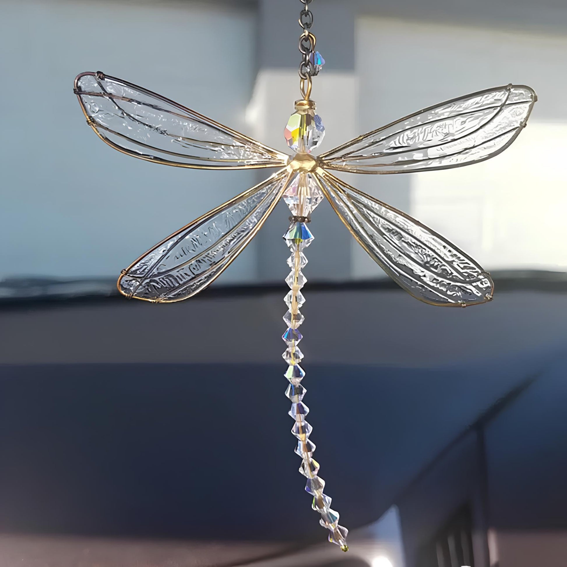 Metal Wing Dragonfly & Butterfly Crystal Suncatcher – Garden Wind Chimes & Home Window Car Decor Suncatcher Lunarity Garage