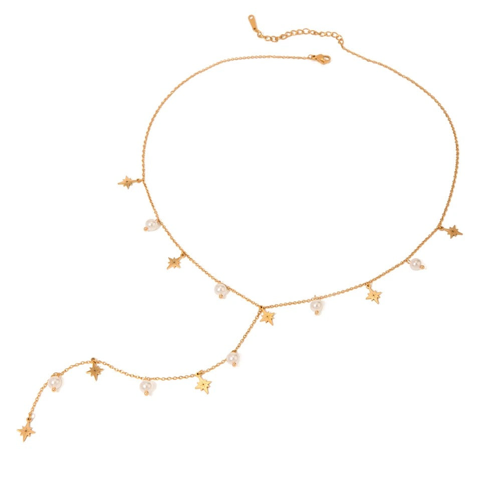 Eight-Star Pearl Y Necklace necklaces LUNARITY GARAGE   