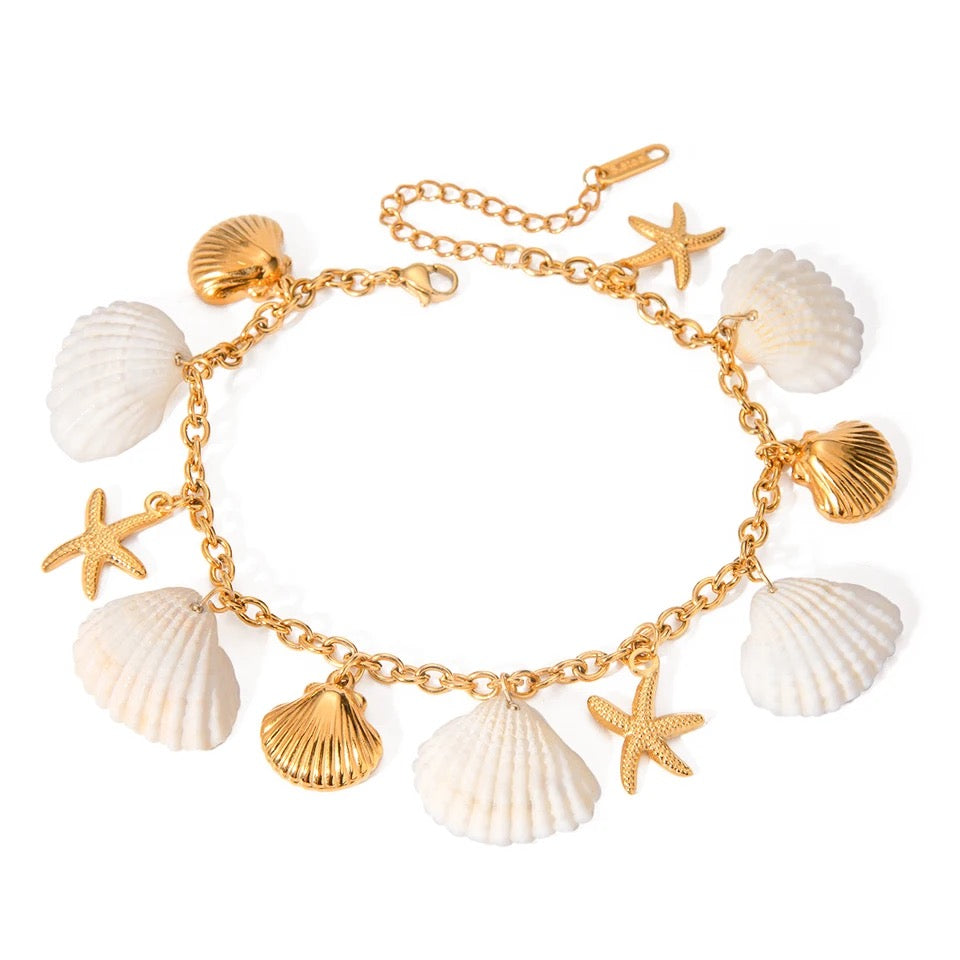 Sundrenched Shell Anklet bracelets LUNARITY GARAGE   