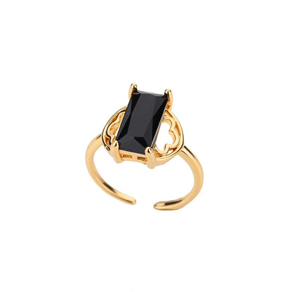 Black Rectangle Zircon Ring ring LUNARITY GARAGE   