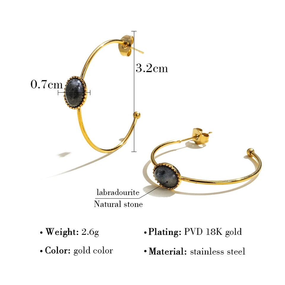 Labradorite Aura Hoops earrings LUNARITY GARAGE