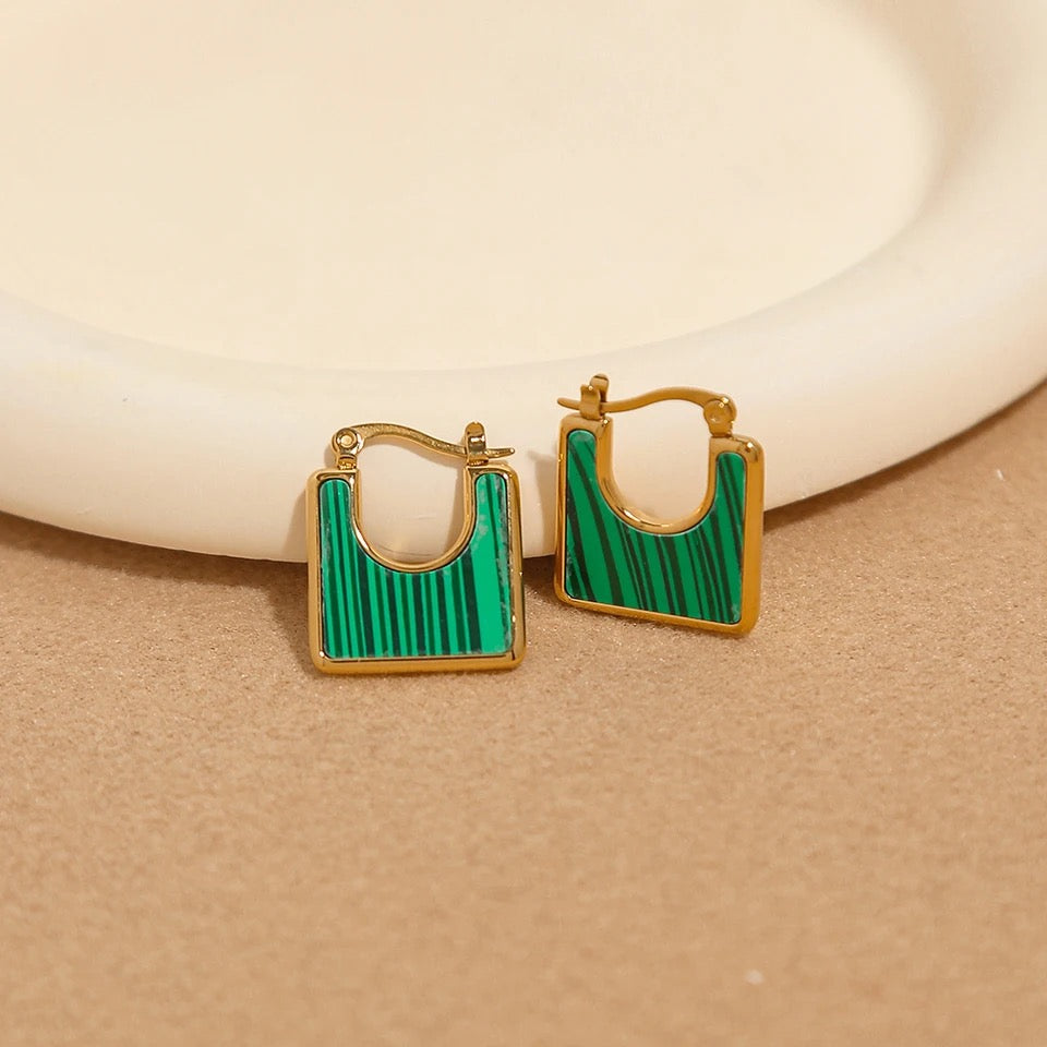 Vintage Square Earrings earrings LUNARITY GARAGE Malachite  