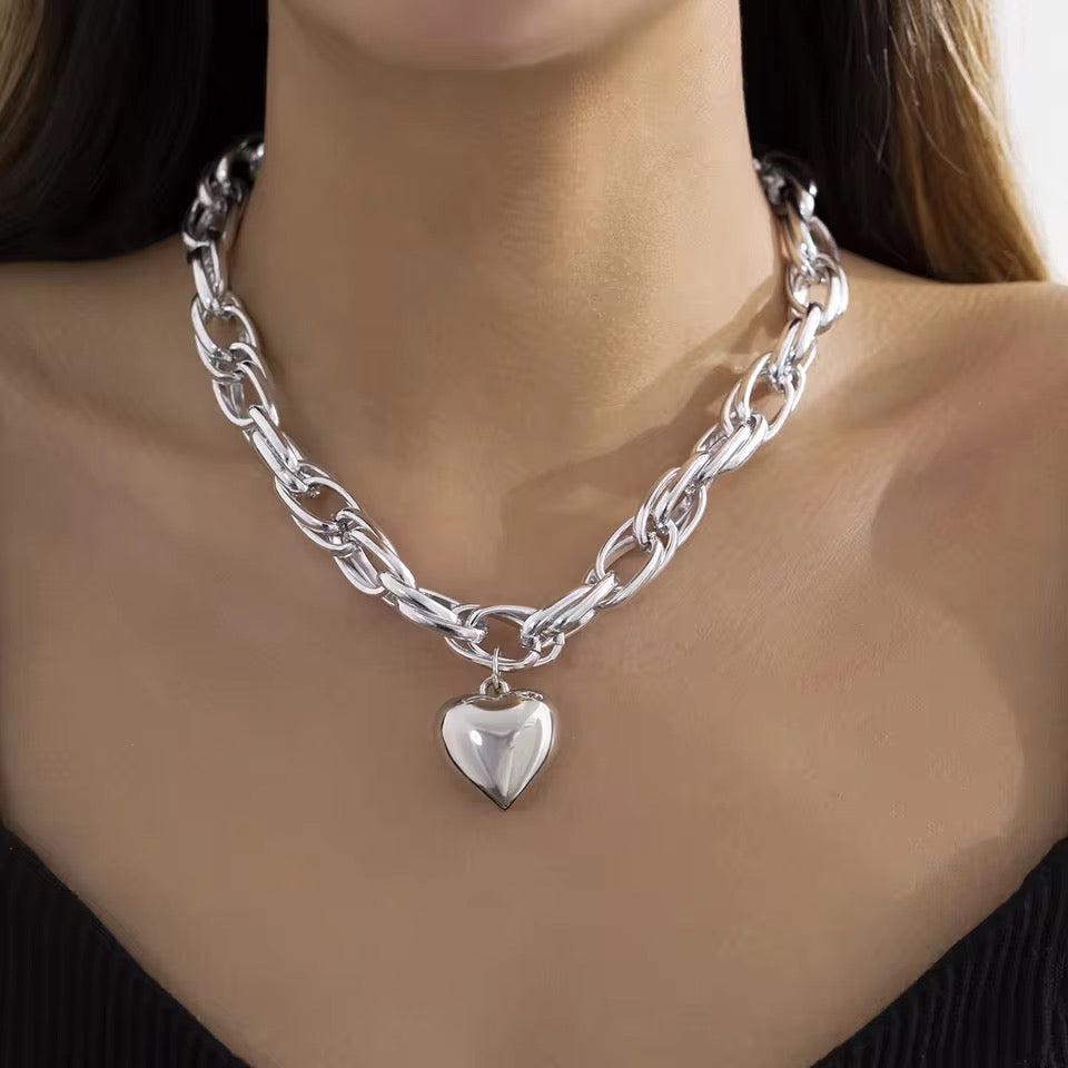 Aesthetic Iron Heart Necklace necklaces LUNARITY GARAGE Silver