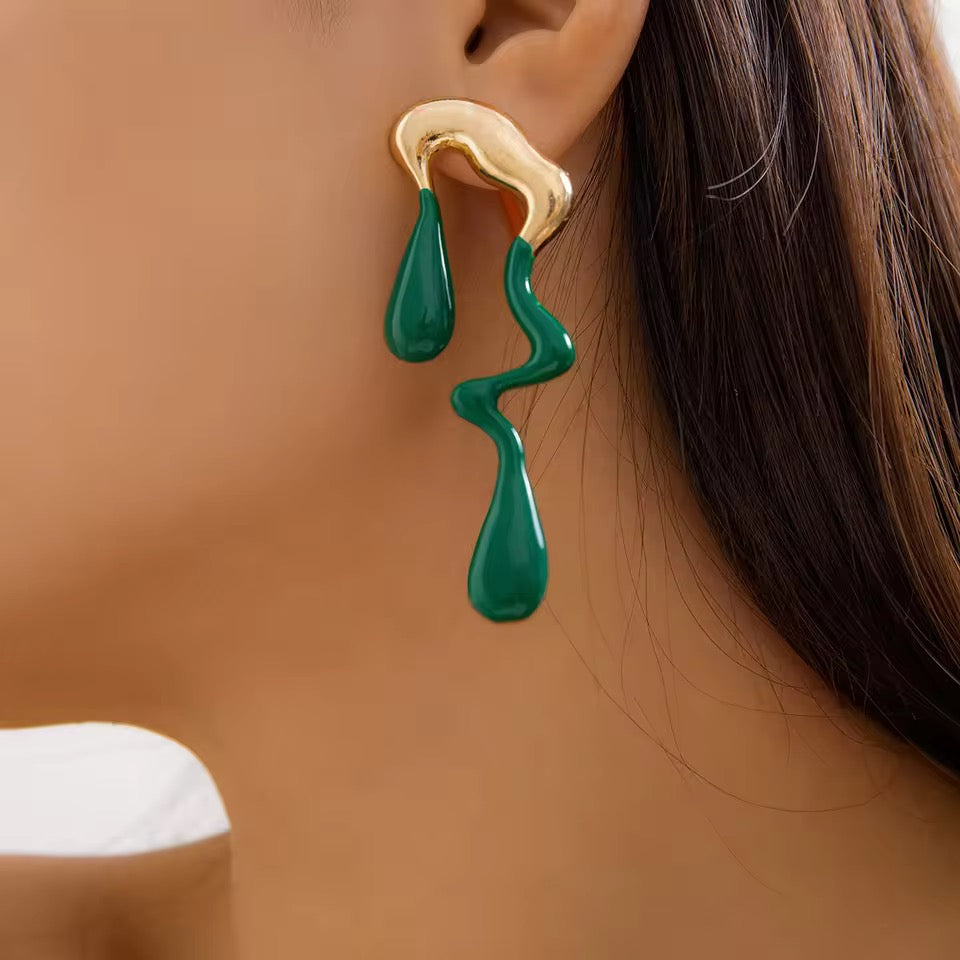 Punk Rebellious Rain Earrings earrings LUNARITY GARAGE Green  