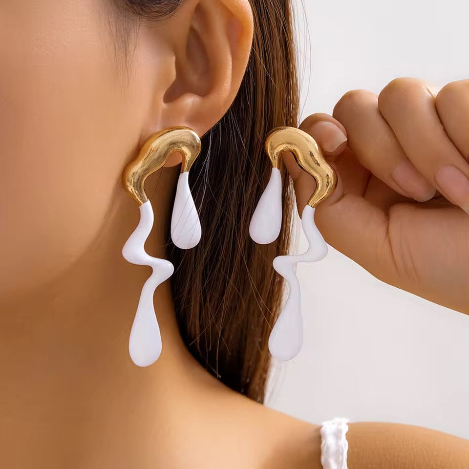 Punk Rebellious Rain Earrings earrings LUNARITY GARAGE White
