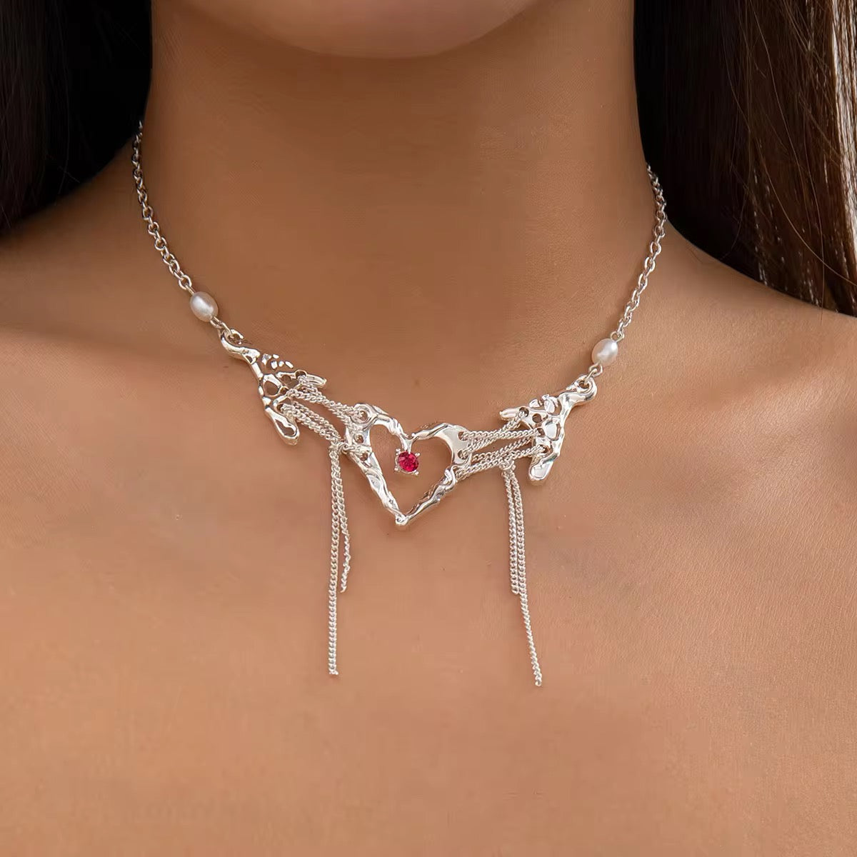 Raven's Heart Choker Cosplay Necklace necklaces LUNARITY GARAGE Silver  