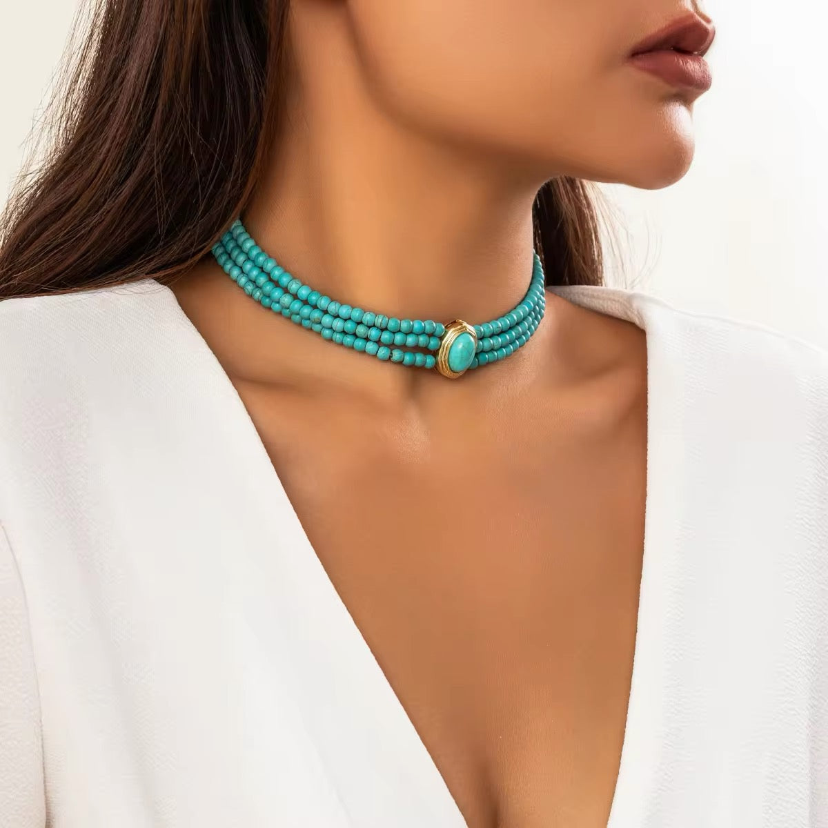 Romantic Turquoise Choker Necklace necklaces LUNARITY GARAGE   