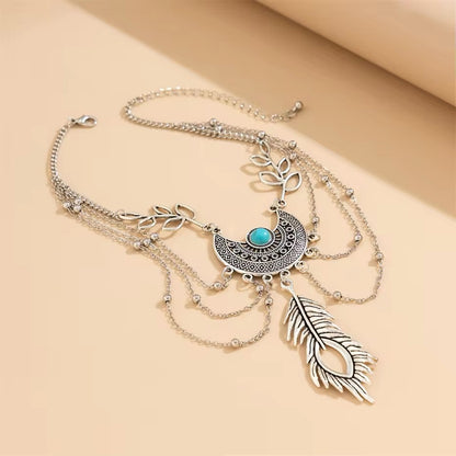 Vintage Boho Feather Leaves Tassel Arm Bracelet arm bracelet LUNARITY GARAGE   