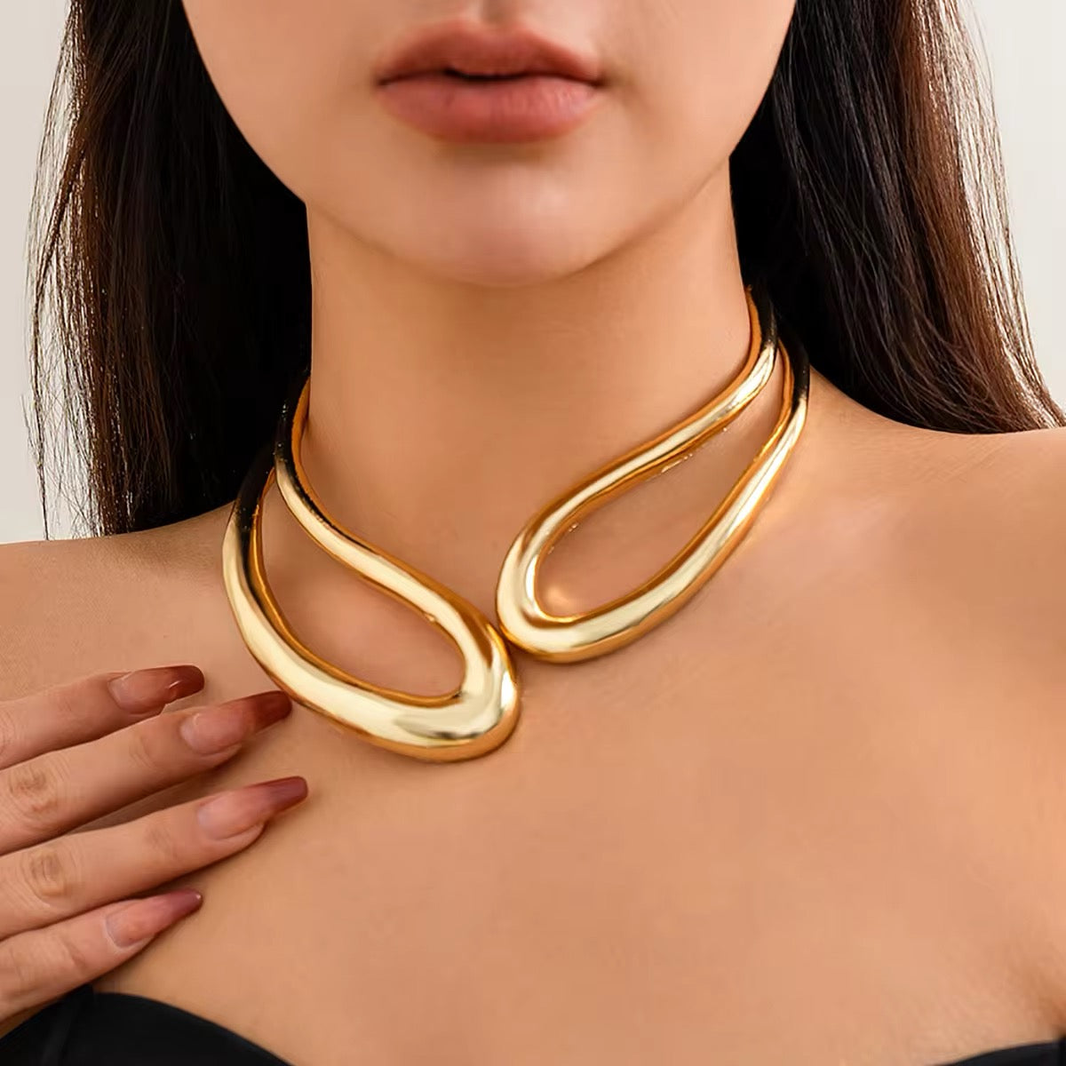 African Tribal Exaggerated Collar Choker Necklace necklaces LUNARITY GARAGE Gold  