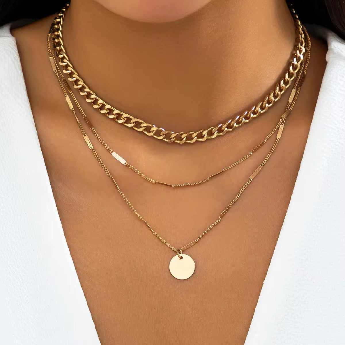 Minimalist Bohemian Metal Circle Pendant Necklace necklaces LUNARITY GARAGE Gold