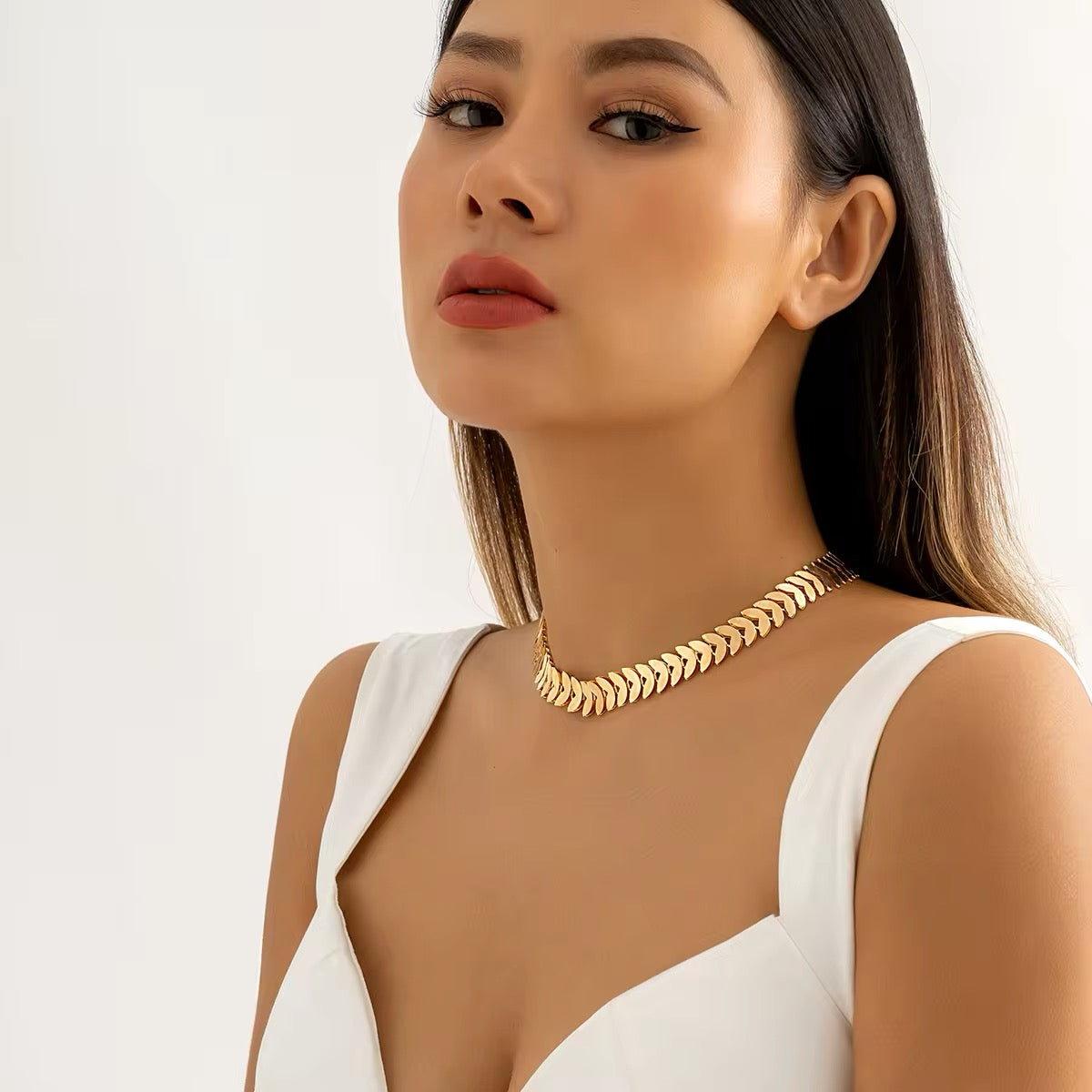 Rome Aesthetic Fishbone Chain Choker Necklace necklaces LUNARITY GARAGE   