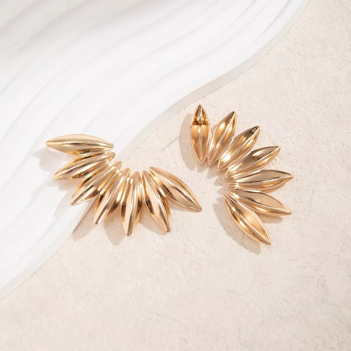 Creatively Steampunk Metal Half Flower Stud Earrings earrings LUNARITY GARAGE