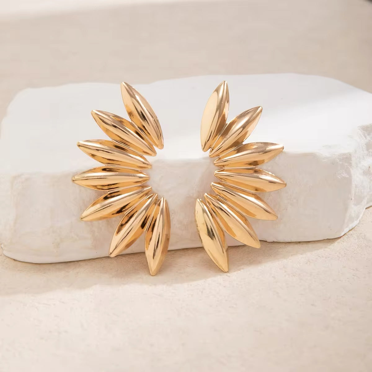 Creatively Steampunk Metal Half Flower Stud Earrings earrings LUNARITY GARAGE